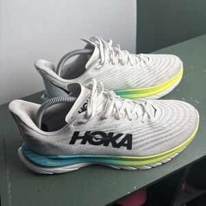 READ Hoka One One Mach 5 Womens Size 10B White Blue Athletic Running Shoes